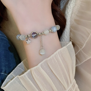 Star zircon opal beaded bracelet with blue charms for women, fashion jewelry