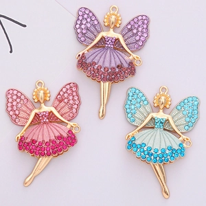Ballet Girl Fairy Pendants Alloy Colorful Rhinestone DIY Accessories For Phone Case Shoe Charms Jewelry Making