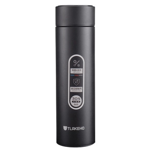 Black matte 304 stainless steel vacuum insulated water bottle with sleek straight body