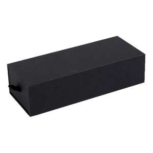 Elegant black textured drawer-style gift box for eyewear and cosmetics packaging