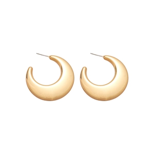 Polished gold-plated C-shape hoop earrings with minimalist chunky curved design