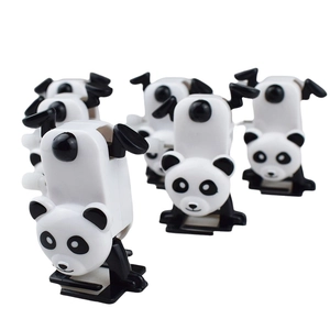 Mechanical panda clockwork toy with wind-up knob and rolling function in black and white