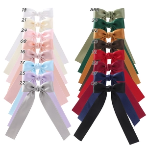 Assorted collection of satin ribbon bow hair clips in 17 elegant colors for girls