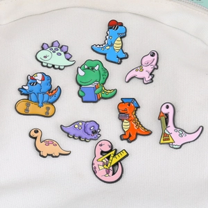 Cute Cartoon Dinosaur Enamel Pin Set Alloy Animal Badge For Backpacks Jackets Shirt Accessory Novelty Jewelry Kids Students