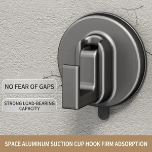 Strong suction cup hook in space aluminum gun grey for bathroom wall mounting