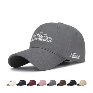 Casquette De Baseball En Coton Sergé Broderie I Prefer The Ocean Boucle Métallique Réglable Chapeau Soleil Unisexe