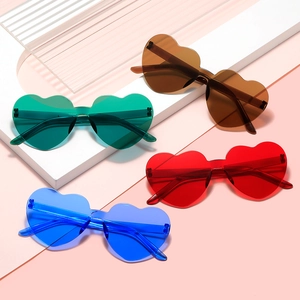Heart Shaped Rimless Sunglasses UV Protection PC Resin Jelly Color Retro Party Photography Accessories For Women Men