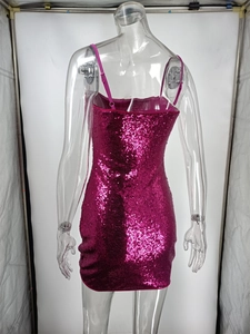 Detailed back view of a sparkling gradient sequins bodycon mini dress in rose pink