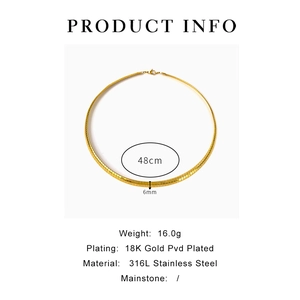 Detailed product card showing 6mm wide 18K gold PVD plated stainless steel herringbone chain