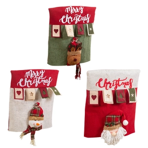 Three Christmas chair covers with 3D Santa, Reindeer and Snowman on white background