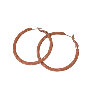 Polished terracotta hammered texture metal hoop earrings for women in a minimalist style