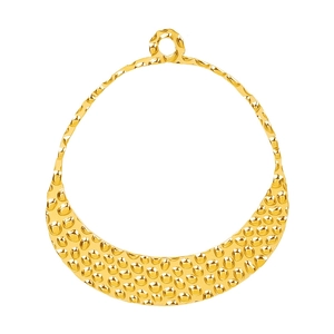 Polished gold semi-circle hammered pendant made of 304 stainless steel on white background