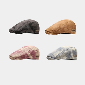 Retro Ivy Cap Tie-Dye Cotton Beret Hat Vintage British Style Sun Protection Outdoor Flat Cap For Men And Women