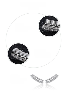 Close-up of 925 sterling silver earrings with inlaid 5A cubic zirconia stones