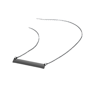 Minimalist black stainless steel horizontal bar necklace for women with polished pendant