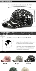 Guide des tailles montrant 55-60cm de tour et 7,5cm de visière pour cette casquette de Noël