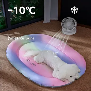 Alfombrilla refrescante arcoíris para perros y gatos con tejido fresco para el verano