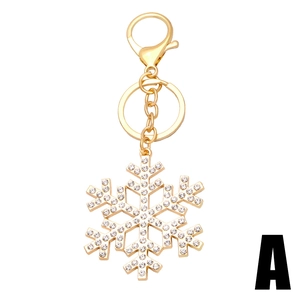 Golden snowflake keychain with sparkling rhinestones for handbags and holiday gifts