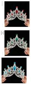 Detailed comparison of Baroque crowns in ruby red, emerald green, and ocean blue crystals
