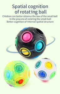 Three educational puzzle balls in black, white and green showing internal spatial structures