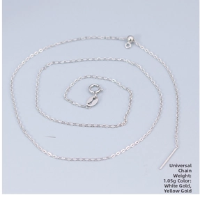 Adjustable S925 silver necklace with lobster clasp and pin design in white gold finish