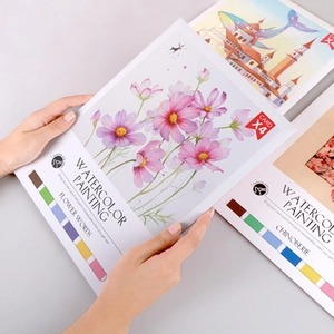 DIY watercolor painting card set with flower and chinoiserie themes for kids and adults
