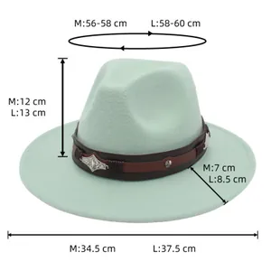 Detailed size guide for British jazz hat featuring measurements for M and L variants