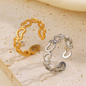 Hollow Heart Ring Stainless Steel Minimalist Heart Shaped Open Adjustable Trendy Fashion Jewelry Gift For Women Girls