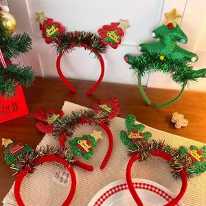 Festive Christmas headband set with glittery reindeer antlers and Merry Christmas text