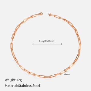 Macro shot of 4mm rose gold paperclip link chain with 500mm length and 12g weight