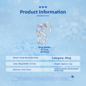 Detailed view of S925 sterling silver mountain ring with blue enamel and plating specs