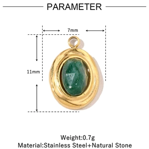 Détails de taille pour pendentif en pierre naturelle verte et acier inoxydable doré
