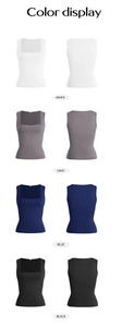 Color options for square neck tank tops showing front and back views in 4 essential colors