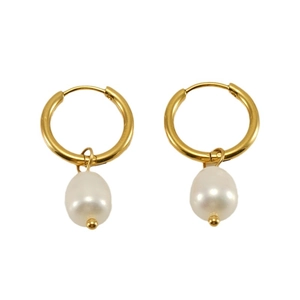 Boucles d'oreilles vintage en or avec perles élégantes et anneaux dorés pour femmes