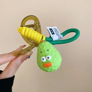 Macro view of cute cartoon avocado hair claw clip with detailed 3D texture and spring