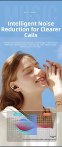 Close-up of black clip-on wireless earphone showing ergonomic fit and noise reduction