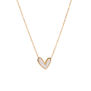 Collana cuore minimalista placcata oro 18K con ciondolo in madreperla bianca da donna