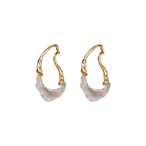 Minimalist 18k gold plated teardrop earrings with elegant clear resin elements