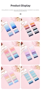 Detailed view of Morandi translucent PET sticky index tabs in six diverse color schemes