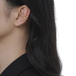 Elegant gold-plated S925 silver layered ear cuff with sparkling zircon micro-paving