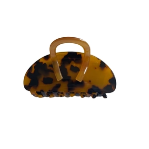 Pinza per capelli classica a tartaruga in resina marrone e ambra per acconciature donna