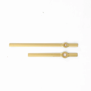 Minimalist matte gold metal watch hands set with hour and minute needles for clock repair