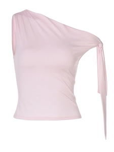 Haut moulant rose à une épaule avec un design de sangle asymétrique élégant pour femme