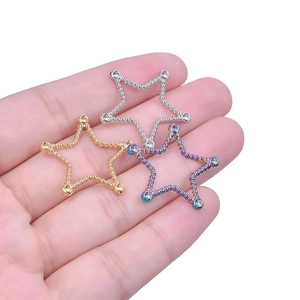 Star-shaped 18k gold and silver stainless steel jewelry pendants for DIY necklace making