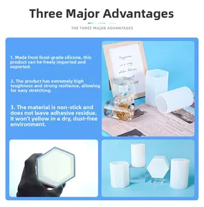 Detailed view of high-toughness silicone molds for resin casting in cylinder and hexagonal shapes