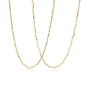 Élégant collier à maillons bambou dorés pour femmes en acier inoxydable minimaliste
