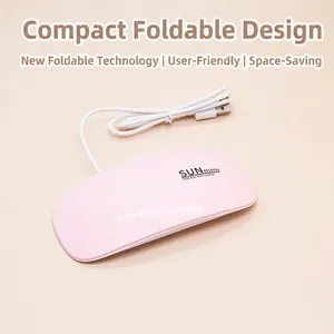 Lampada per unghie UV/LED SUNmini rosa portatile con design pieghevole e cavo USB manicure
