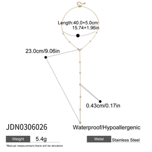 Detailed measurement guide for 18K gold Y-chain stainless steel waterproof necklace