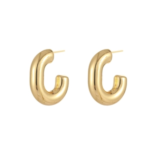 Polished 18K gold-plated stainless steel G-shaped hollow earrings for women
