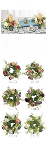 Detailed dimensions of 23cm artificial rose wreath for candle holders and holiday decor